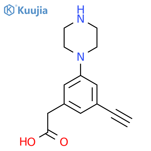 2-3-ethynyl-5-(piperazin-1-yl)phenylacetic acid structure