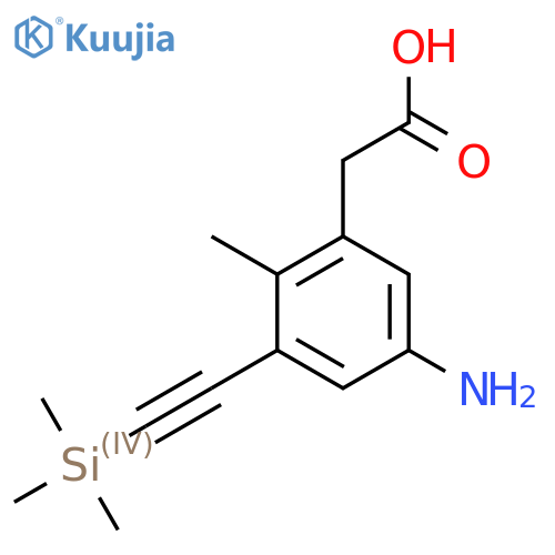 2-{5-amino-2-methyl-3-2-(trimethylsilyl)ethynylphenyl}acetic acid structure