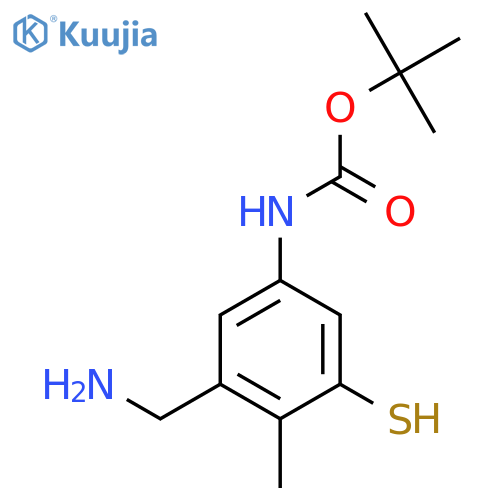 tert-butyl N-3-(aminomethyl)-4-methyl-5-sulfanylphenylcarbamate structure