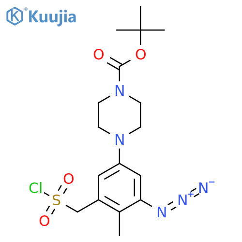 Tert-butyl 4-{3-azido-5-[(chlorosulfonyl)methyl]-4-methylphenyl}piperazine-1-carboxylate structure