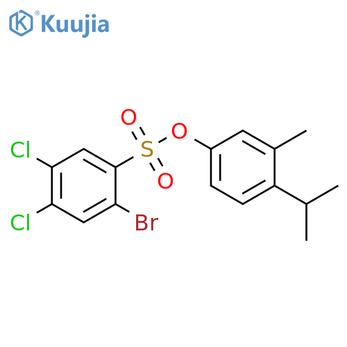 3-methyl-4-(propan-2-yl)phenyl 2-bromo-4,5-dichlorobenzene-1-sulfonate structure