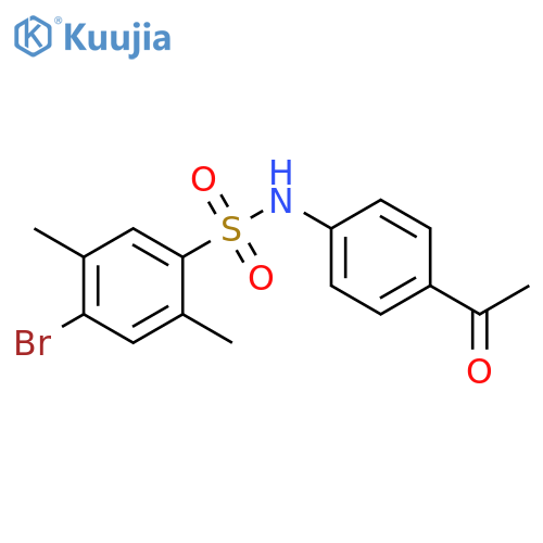 N-(4-acetylphenyl)-4-bromo-2,5-dimethylbenzene-1-sulfonamide structure