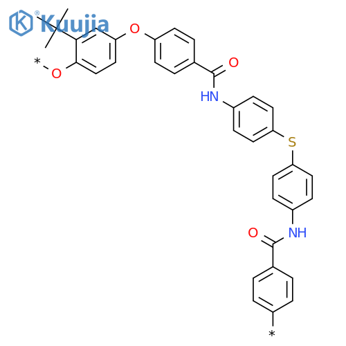 Poly[oxy[(1,1-dimethylethyl)-1,4-phenylene]oxy-1,4-phenylenecarbonylimino-1,4-phenylenethio-1,4-phenyleneiminocarbonyl-1,4-phenylene] structure