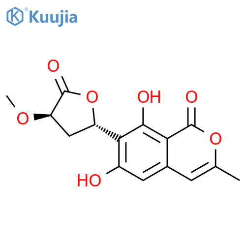 1H-2-Benzopyran-1-one,6,8-dihydroxy-3-methyl-7-[(2S,4R)-tetrahydro-4-methoxy-5-oxo-2-furanyl]- structure