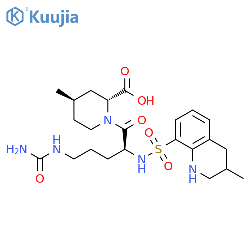2-Piperidinecarboxylic acid, 1-[(2S)-5-[(aminocarbonyl)amino]-1-oxo-2-[[(1,2,3,4-tetrahydro-3-methyl-8-quinolinyl)sulfonyl]amino]pentyl]-4-methyl-, (2R,4R)- structure