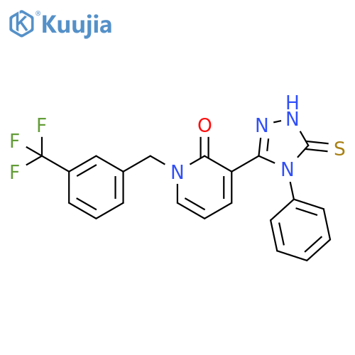 3-(4-Phenyl-5-sulfanyl-4H-1,2,4-triazol-3-yl)-1-3-(trifluoromethyl)benzyl-2(1H)-pyridinone structure