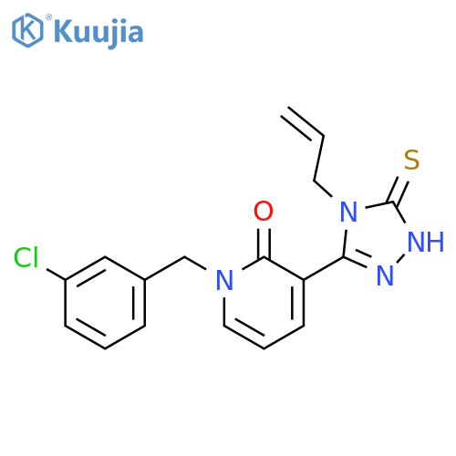 1-[(3-chlorophenyl)methyl]-3-[4-(prop-2-en-1-yl)-5-sulfanyl-4H-1,2,4-triazol-3-yl]-1,2-dihydropyridin-2-one structure