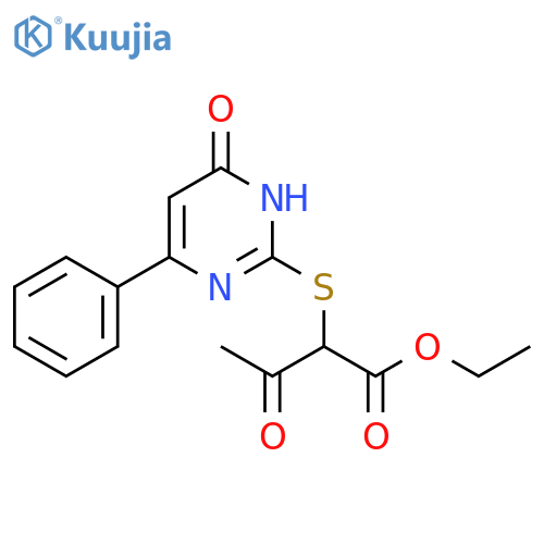 Butanoic acid, 2-[(1,6-dihydro-6-oxo-4-phenyl-2-pyrimidinyl)thio]-3-oxo-, ethyl ester structure