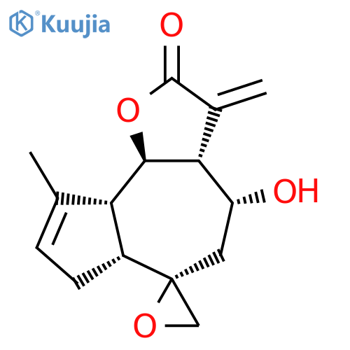 (3Ar,4R,6S,6aR,9aR,9bR)-4-hydroxy-9-methyl-3-methylidenespiro[4,5,6a,7,9a,9b-hexahydro-3aH-azuleno[4,5-b]furan-6,2'-oxirane]-2-one structure