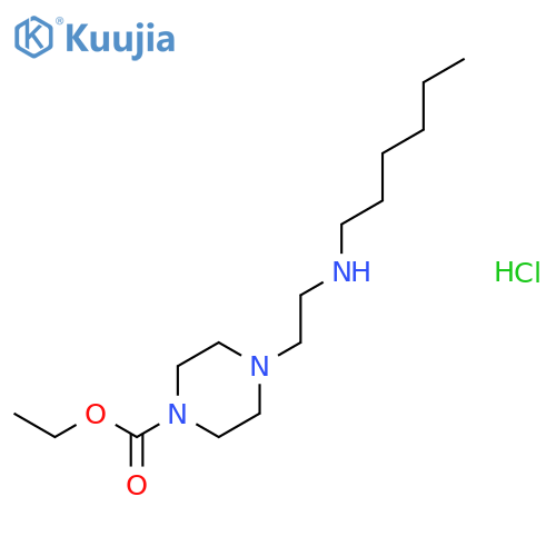 1-Piperazinecarboxylicacid, 4-[2-(hexylamino)ethyl]-, ethyl ester, hydrochloride (1:1) structure