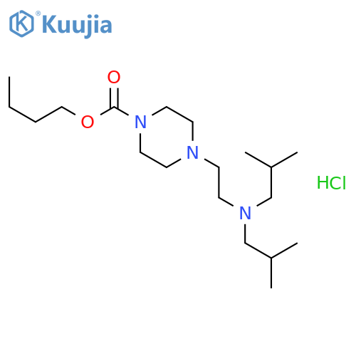 1-Piperazinecarboxylicacid, 4-[2-[bis(2-methylpropyl)amino]ethyl]-, butyl ester, hydrochloride (1:1) structure