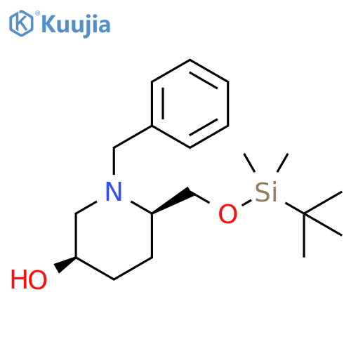 cis-1-Benzyl-6-(tert-butyl-dimethyl-silanyloxymethyl)-piperidin-3-ol structure