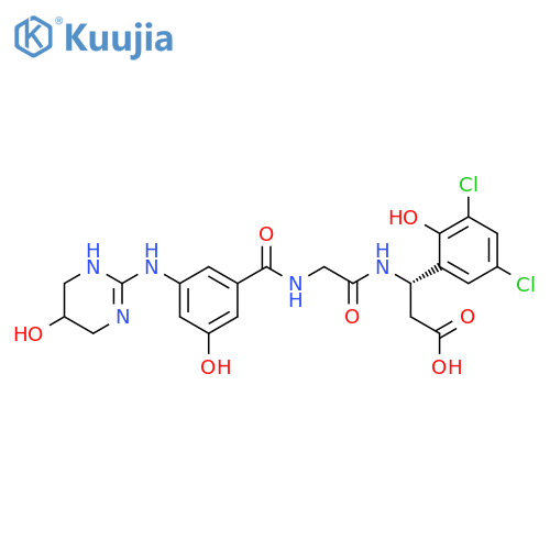 3(S)-(3,5-Dichloro-2-hydroxyphenyl)-3-[2-[3-hydroxy-5-(5-hydroxy-1,4,5,6-tetrahydropyrimidin-2-ylamino)benzamido]acetamido]propionic acid structure