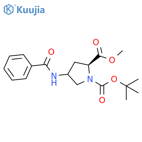 1,2-Pyrrolidinedicarboxylic acid, 4-(benzoylamino)-, 1-(1,1-dimethylethyl) 2-methyl ester, (2S)- structure