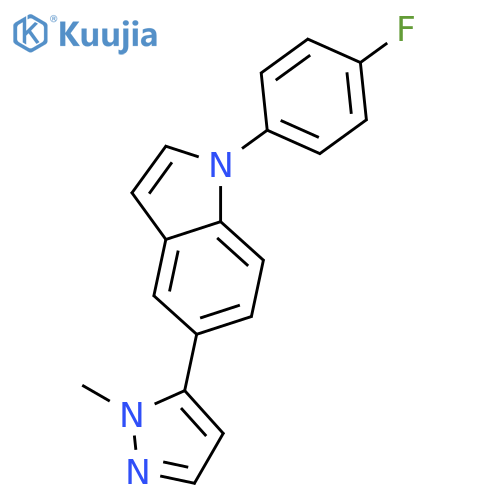 1H-Indole, 1-(4-fluorophenyl)-5-(1-methyl-1H-pyrazol-5-yl)- structure
