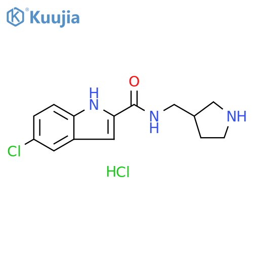 1H-Indole-2-carboxamide, 5-chloro-N-(3-pyrrolidinylmethyl)-, hydrochloride (1:1) structure