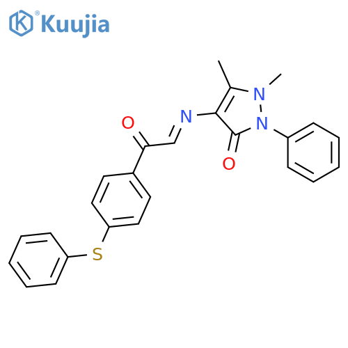 1,5-dimethyl-4-({(1E)-2-oxo-2-[4-(phenylsulfanyl)phenyl]ethylidene}amino)-2-phenyl-1,2-dihydro-3H-pyrazol-3-one structure
