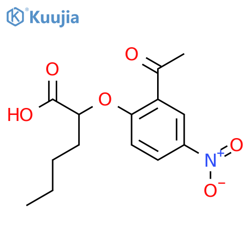 2-(2-Acetyl-4-nitrophenoxy)hexanoic acid structure