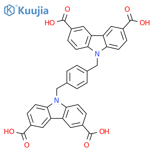 9,9'-(1,4-Phenylenebis(methylene))bis(9H-carbazole-3,6-dicarboxylic acid) structure