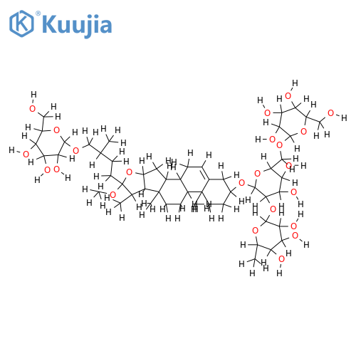 (25R)-26-(β-D-Glucopyranosyloxy)-22-methoxyfurost-5-en-3β-yl-O-α-L-rhamnopyranosyl-(1→2)-O-[β-D-glucopyranosyl-(1→6)]-β-D-glucopyranoside structure