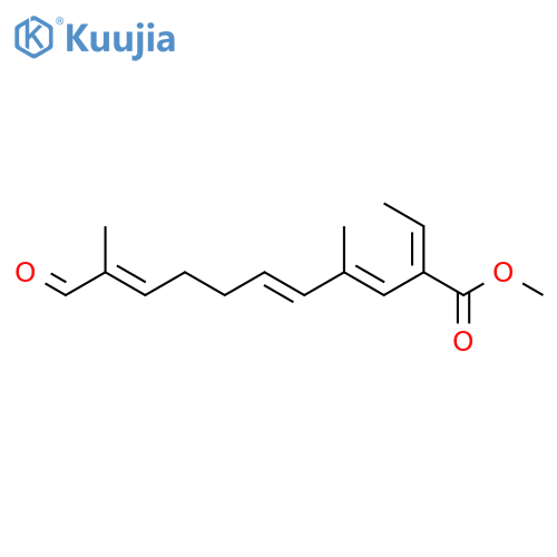 3,5,9-Undecatrienoic acid, 2-ethylidene-4,10-dimethyl-11-oxo-, methylester, (2E,3E,5E,9E)- structure