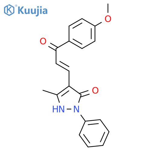 3H-Pyrazol-3-one,1,2-dihydro-4-[3-(4-methoxyphenyl)-3-oxo-1-propen-1-yl]-5-methyl-2-phenyl- structure