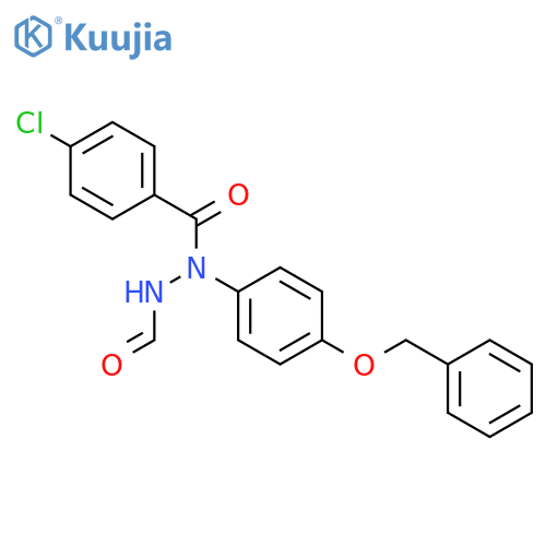 Benzoic acid, 4-chloro-, 2-formyl-1-[4-(phenylmethoxy)phenyl]hydrazide structure