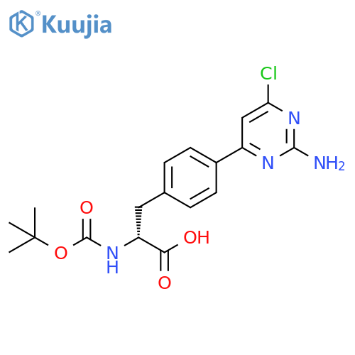 (R)-3-(4-(2-amino-6-chloropyrimidin-4-yl)phenyl)-2-((tert-butoxycarbonyl)amino)propanoic acid structure