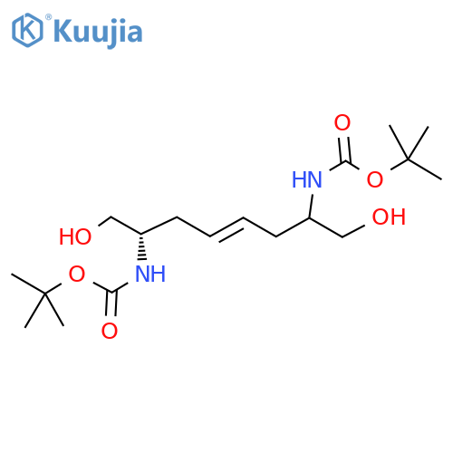 (6-tert-Butoxycarbonylamino-7-hydroxy-1-hydroxymethyl-hept-3-enyl)-carbamic acid tert-butyl ester structure
