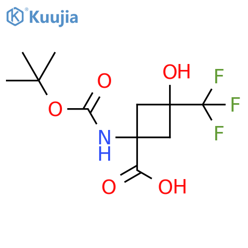 (1s,3s)-1-{(tert-butoxy)carbonylamino}-3-hydroxy-3-(trifluoromethyl)cyclobutane-1-carboxylic acid structure