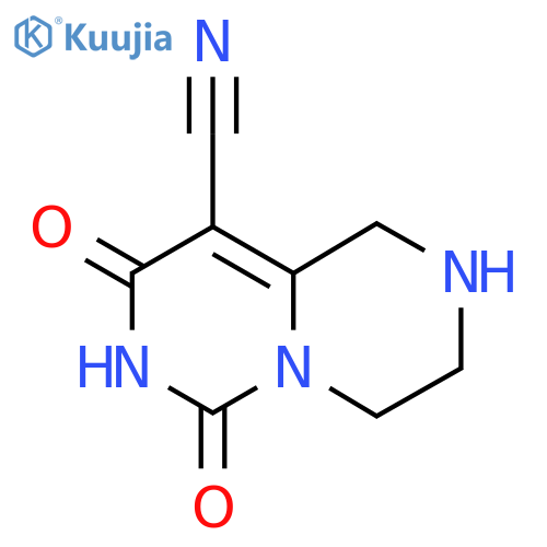6,8-dioxo-1H,2H,3H,4H,6H,7H,8H-pyrimido1,6-apyrazine-9-carbonitrile structure