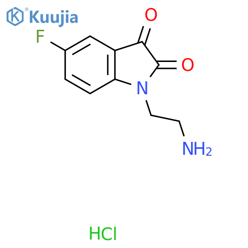 1-(2-aminoethyl)-5-fluoro-2,3-dihydro-1H-indole-2,3-dione hydrochloride structure
