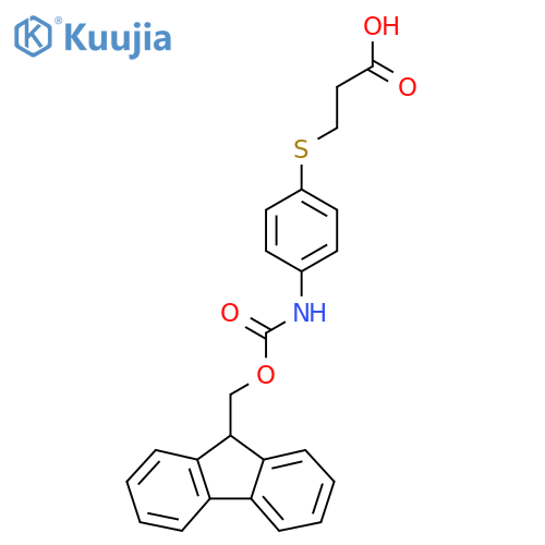 3-{4-({(9H-fluoren-9-yl)methoxycarbonyl}amino)phenylsulfanyl}propanoic acid structure