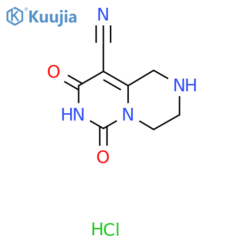 6,8-dioxo-1H,2H,3H,4H,6H,7H,8H-pyrimido1,6-apyrazine-9-carbonitrile hydrochloride structure