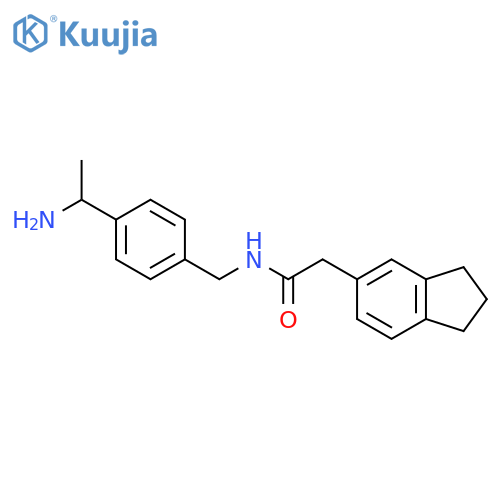 N-{[4-(1-aminoethyl)phenyl]methyl}-2-(2,3-dihydro-1H-inden-5-yl)acetamide structure