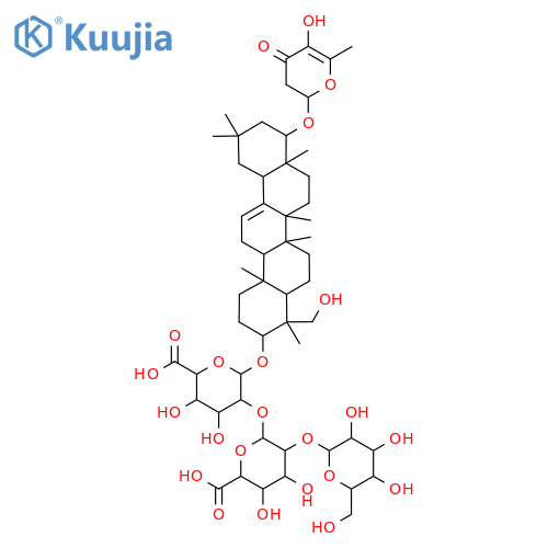 5-[6-Carboxy-4,5-dihydroxy-3-[3,4,5-trihydroxy-6-(hydroxymethyl)oxan-2-yl]oxyoxan-2-yl]oxy-3,4-dihydroxy-6-[[4-(hydroxymethyl)-9-[(5-hydroxy-6-methyl-4-oxo-2,3-dihydropyran-2-yl)oxy]-4,6a,6b,8a,11,11,14b-heptamethyl-1,2,3,4a,5,6,7,8,9,10,12,12a,14,14a-tetradecahydropicen-3-yl]oxy]oxane-2-carboxylic acid structure
