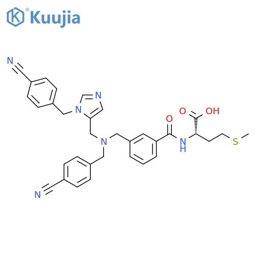 N-[3-[N-(4-Cyanobenzyl)-N-[1-(4-cyanobenzyl)-1H-imidazol-5-ylmethyl]aminomethyl]benzoyl]-L-methionine structure