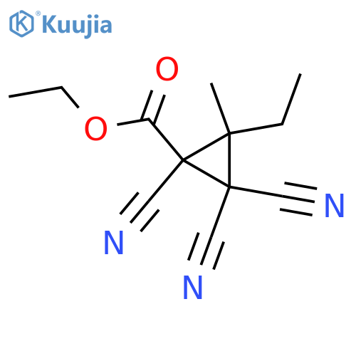 Cyclopropanecarboxylicacid, 1,2,2-tricyano-3-ethyl-3-methyl-, ethyl ester structure