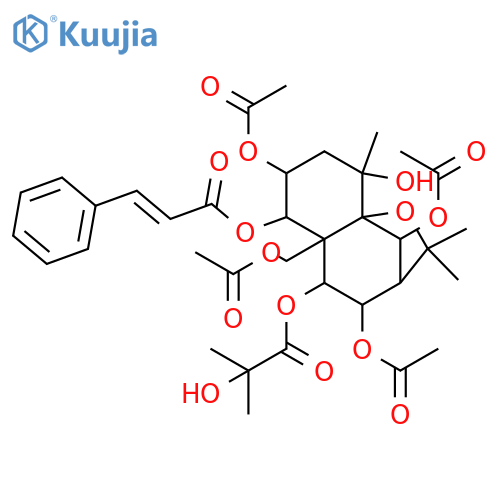 1,2,4,6,8,9,14-Heptahydroxydihydro-β-agarofuran; (1α,2α,4β,6β,8β,9α)-form, 1-Cinnamoyl, 9-O-(2-hydroxy-2-methylpropanoyl), 2,6,8,14-tetra-Ac structure