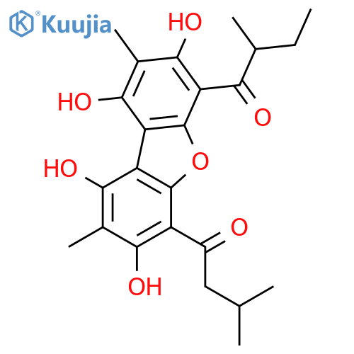 1-Butanone,2-methyl-1-[1,3,7,9-tetrahydroxy-2,8-dimethyl-6-(3-methyl-1-oxobutyl)-4-dibenzofuranyl]-(9CI) structure