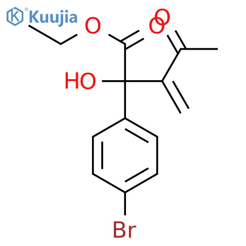 Benzeneacetic acid, 4-bromo-α-hydroxy-α-(1-methylene-2-oxopropyl)-, ethyl ester structure