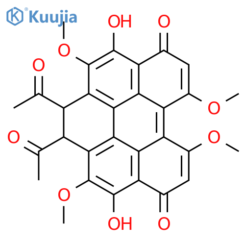 Benzo[ghi]perylene-4,11-dione,1,2-diacetyl-1,2-dihydro-5,10-dihydroxy-3,7,8,12-tetramethoxy-, (1R,2R)-rel- structure