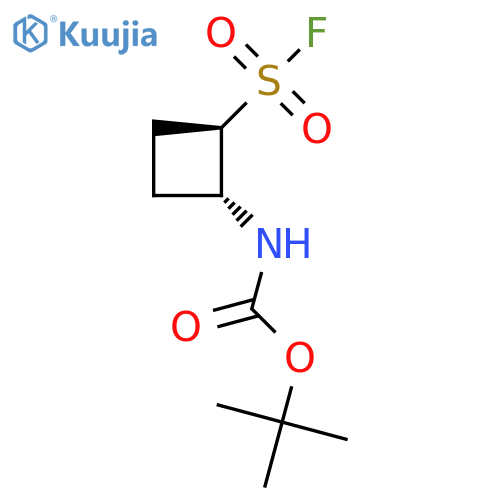 rac-tert-butyl N-(1R,2R)-2-(fluorosulfonyl)cyclobutylcarbamate structure