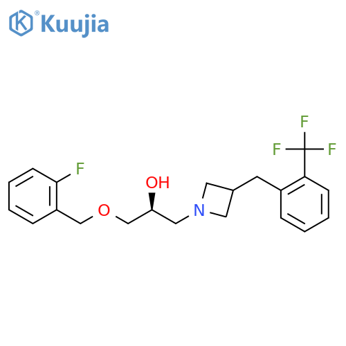 rel-(2R)-1-(2-fluorophenyl)methoxy-3-(3-{2-(trifluoromethyl)phenylmethyl}azetidin-1-yl)propan-2-ol structure