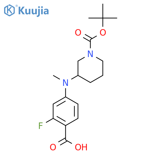 4-({1-[(Tert-butoxy)carbonyl]piperidin-3-yl}(methyl)amino)-2-fluorobenzoic acid structure