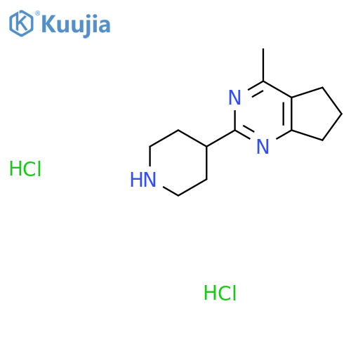 4-{4-methyl-5H,6H,7H-cyclopentadpyrimidin-2-yl}piperidine dihydrochloride structure
