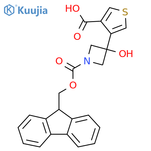 4-(1-{(9H-fluoren-9-yl)methoxycarbonyl}-3-hydroxyazetidin-3-yl)thiophene-3-carboxylic acid structure