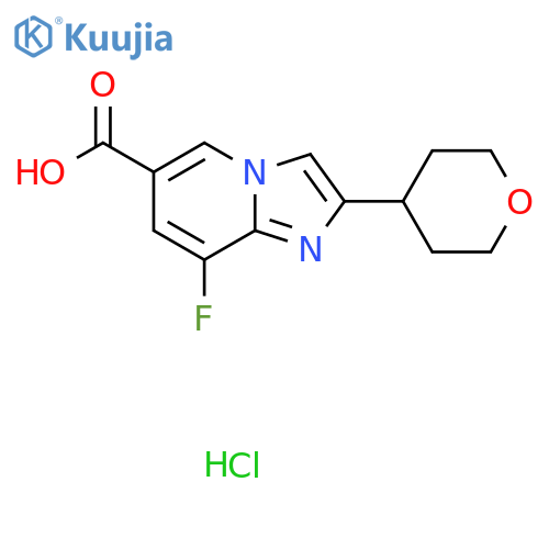 8-Fluoro-2-(oxan-4-yl)imidazo[1,2-a]pyridine-6-carboxylic acid;hydrochloride structure