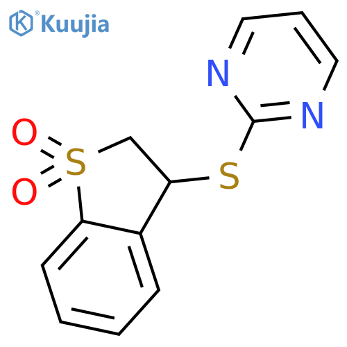 Pyrimidine, 2-[(2,3-dihydro-1,1-dioxidobenzo[b]thien-3-yl)thio]- structure
