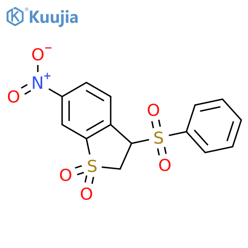 Benzo[b]thiophene, 2,3-dihydro-6-nitro-3-(phenylsulfonyl)-, 1,1-dioxide structure